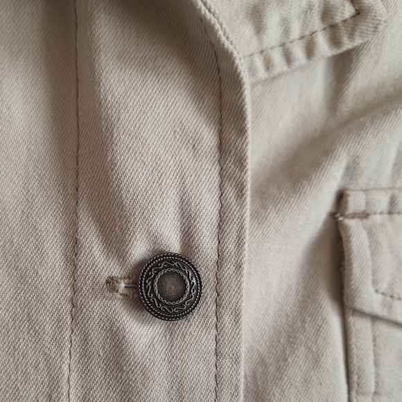 Denim & Co Denim Barn Utility Coat  Cream Ivory Preppy Outdoors Farmcore S - Picture 6 of 6
